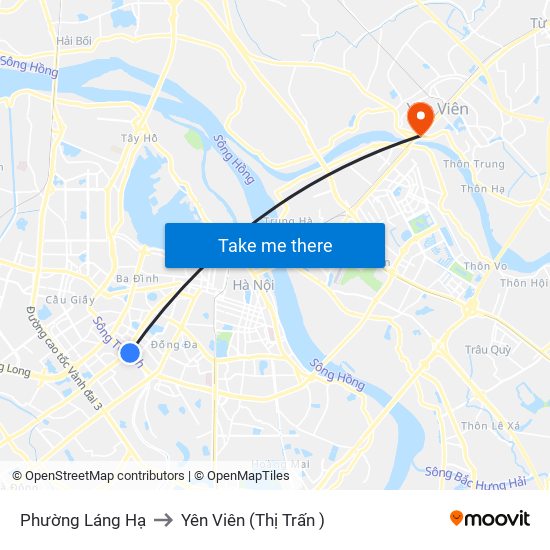 Phường Láng Hạ to Yên Viên (Thị Trấn ) map