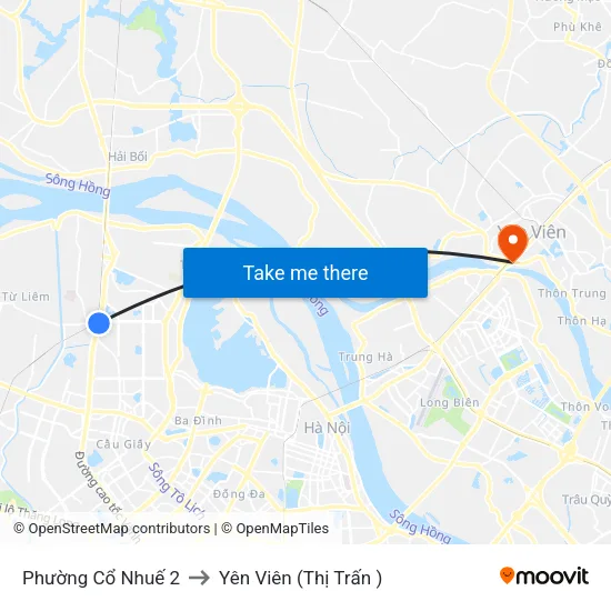 Phường Cổ Nhuế 2 to Yên Viên (Thị Trấn ) map
