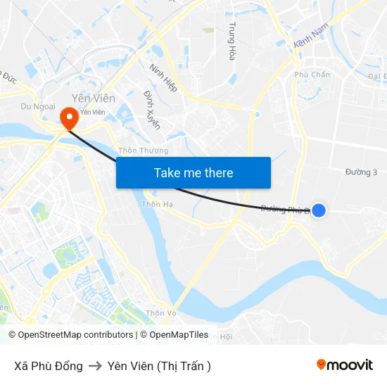 Xã Phù Đổng to Yên Viên (Thị Trấn ) map