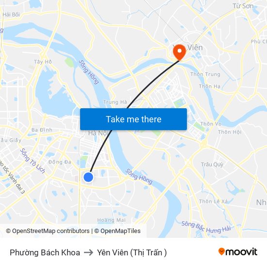 Phường Bách Khoa to Yên Viên (Thị Trấn ) map