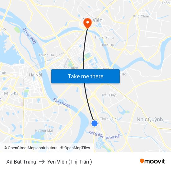 Xã Bát Tràng to Yên Viên (Thị Trấn ) map