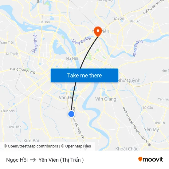 Ngọc Hồi to Yên Viên (Thị Trấn ) map