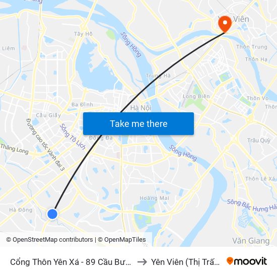 Cổng Thôn Yên Xá - 89 Cầu Bươu to Yên Viên (Thị Trấn ) map