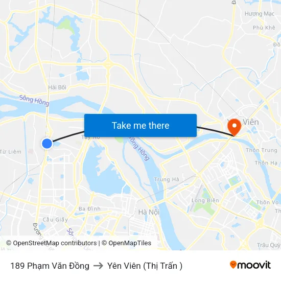 189 Phạm Văn Đồng to Yên Viên (Thị Trấn ) map