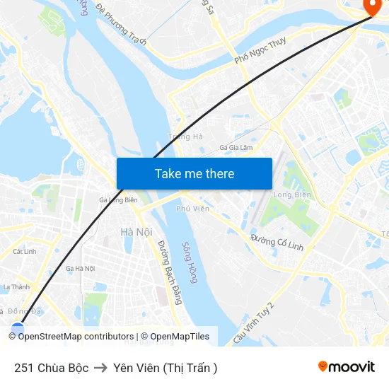 251 Chùa Bộc to Yên Viên (Thị Trấn ) map