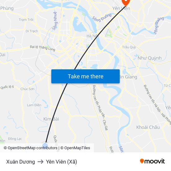 Xuân Dương to Yên Viên (Xã) map