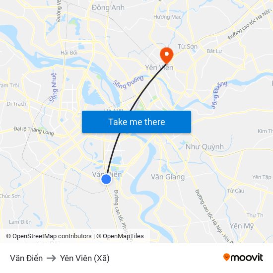 Văn Điển to Yên Viên (Xã) map