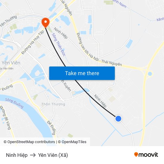 Ninh Hiệp to Yên Viên (Xã) map