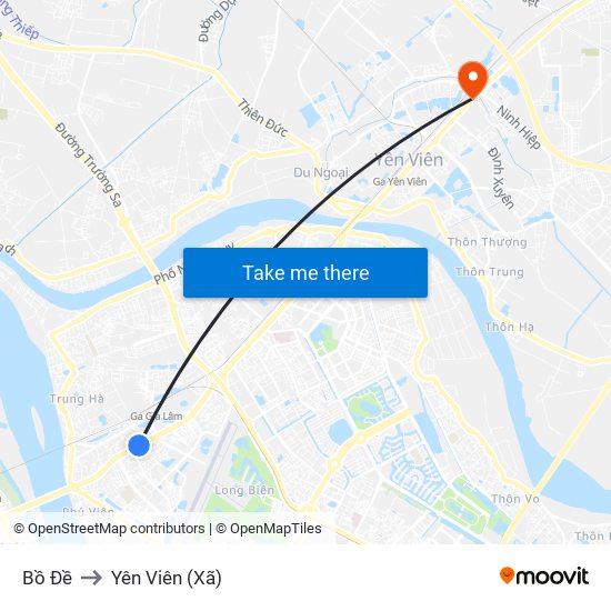 Bồ Đề to Yên Viên (Xã) map