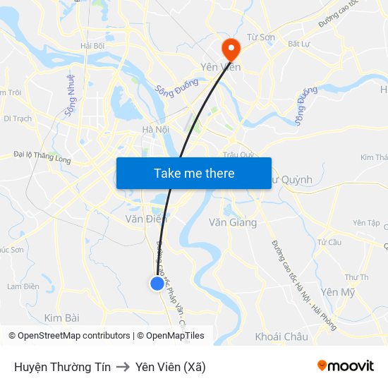 Huyện Thường Tín to Yên Viên (Xã) map