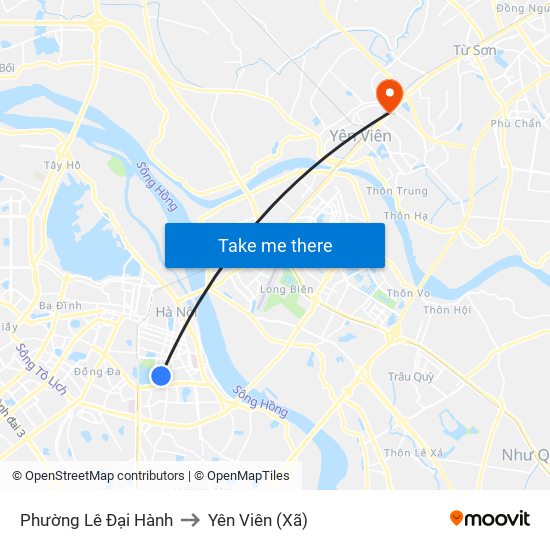 Phường Lê Đại Hành to Yên Viên (Xã) map