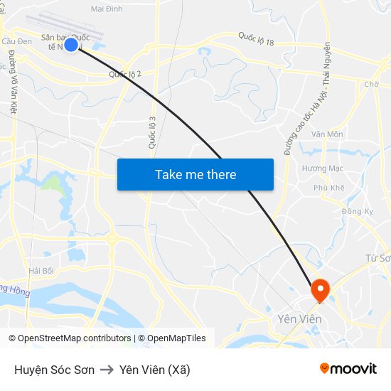 Huyện Sóc Sơn to Yên Viên (Xã) map