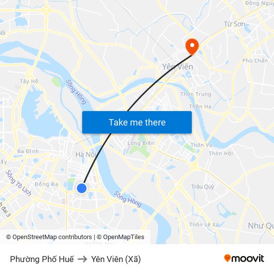 Phường Phố Huế to Yên Viên (Xã) map