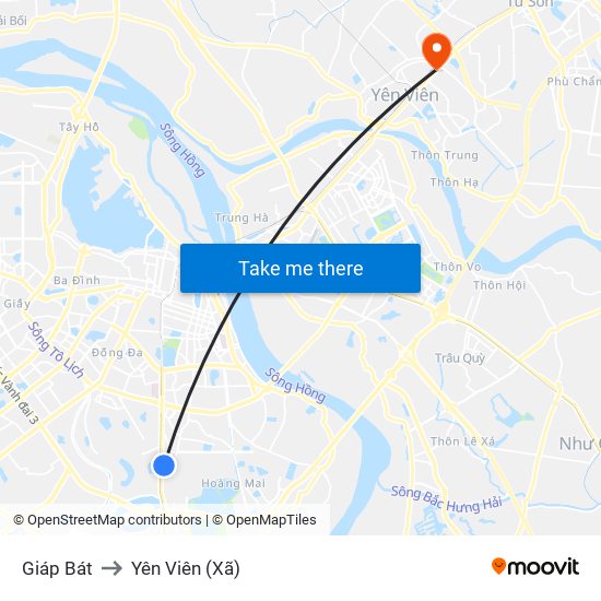 Giáp Bát to Yên Viên (Xã) map