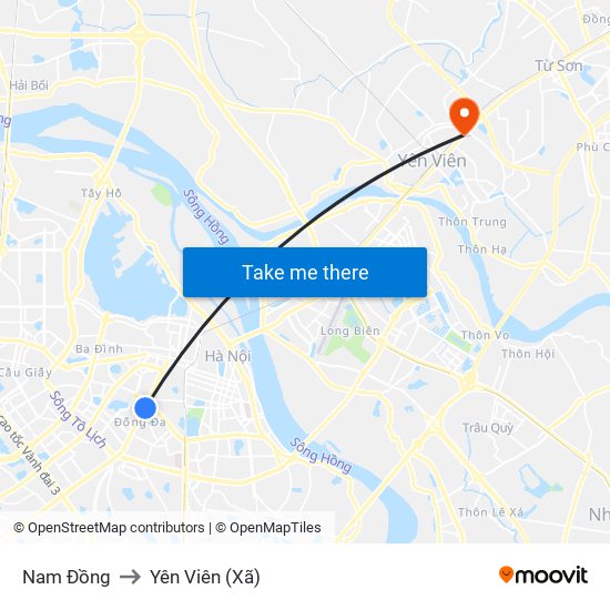 Nam Đồng to Yên Viên (Xã) map