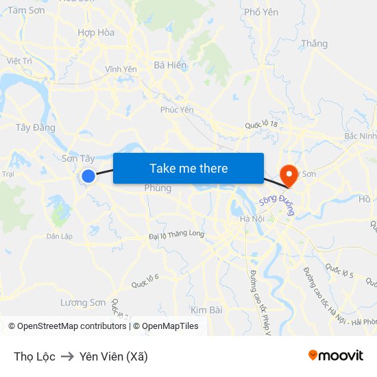 Thọ Lộc to Yên Viên (Xã) map