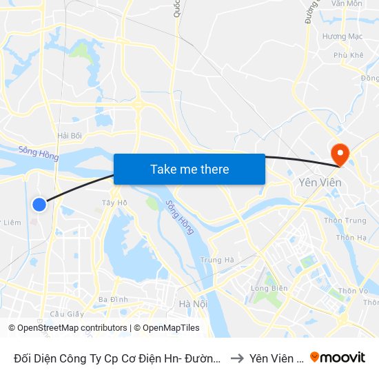 Đối Diện Công Ty Cp Cơ Điện Hn- Đường Đức Thắng to Yên Viên (Xã) map