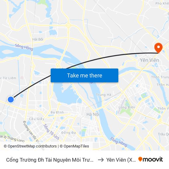 Cổng Trường Đh Tài Nguyên Môi Trường to Yên Viên (Xã) map