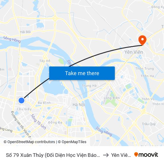 Số 79 Xuân Thủy (Đối Diện Học Viện Báo Chí Và Tuyên Truyền) to Yên Viên (Xã) map