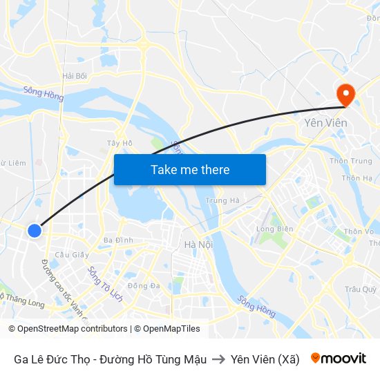 Ga Lê Đức Thọ - Đường Hồ Tùng Mậu to Yên Viên (Xã) map