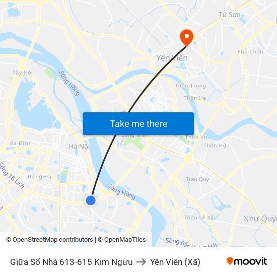 Giữa Số Nhà 613-615 Kim Ngưu to Yên Viên (Xã) map