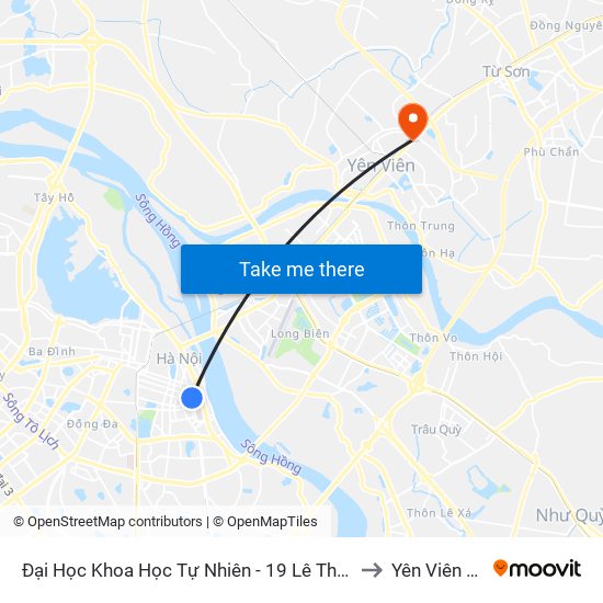 Đại Học Khoa Học Tự Nhiên - 19 Lê Thánh Tông to Yên Viên (Xã) map