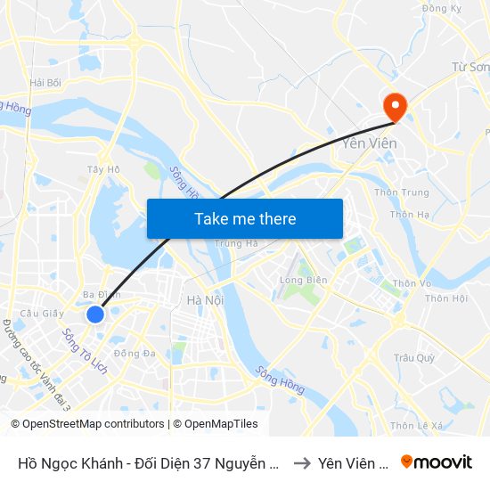 Hồ Ngọc Khánh - Đối Diện 37 Nguyễn Chí Thanh to Yên Viên (Xã) map