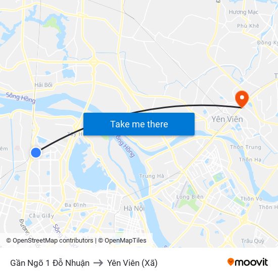 Gần Ngõ 1 Đỗ Nhuận to Yên Viên (Xã) map