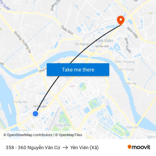 358 - 360 Nguyễn Văn Cừ to Yên Viên (Xã) map