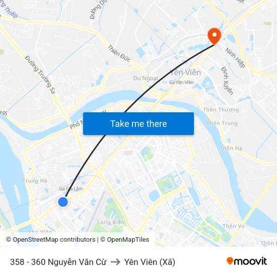 358 - 360 Nguyễn Văn Cừ to Yên Viên (Xã) map