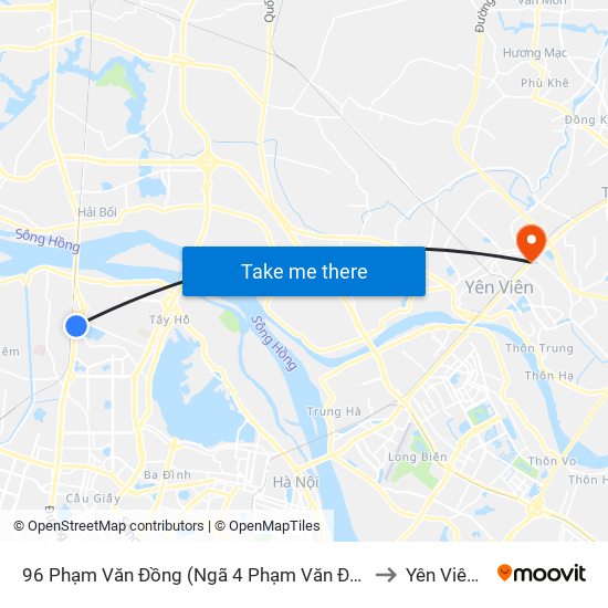96 Phạm Văn Đồng (Ngã 4 Phạm Văn Đồng - Xuân Đỉnh) to Yên Viên (Xã) map