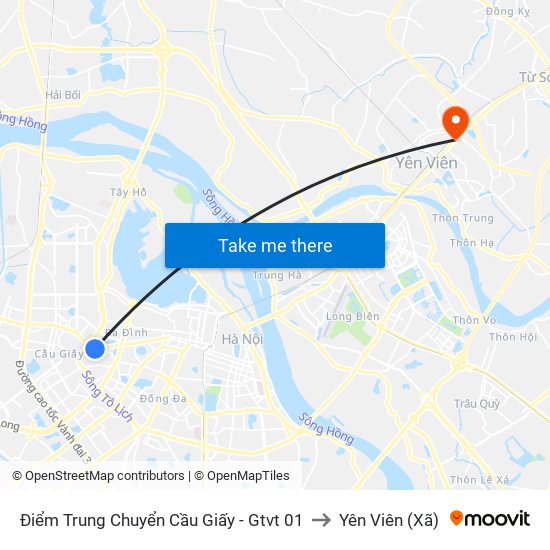 Điểm Trung Chuyển Cầu Giấy - Gtvt 01 to Yên Viên (Xã) map