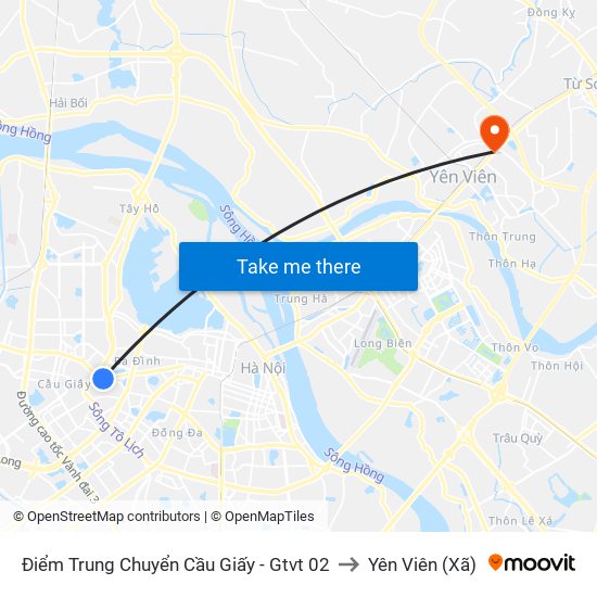 Điểm Trung Chuyển Cầu Giấy - Gtvt 02 to Yên Viên (Xã) map