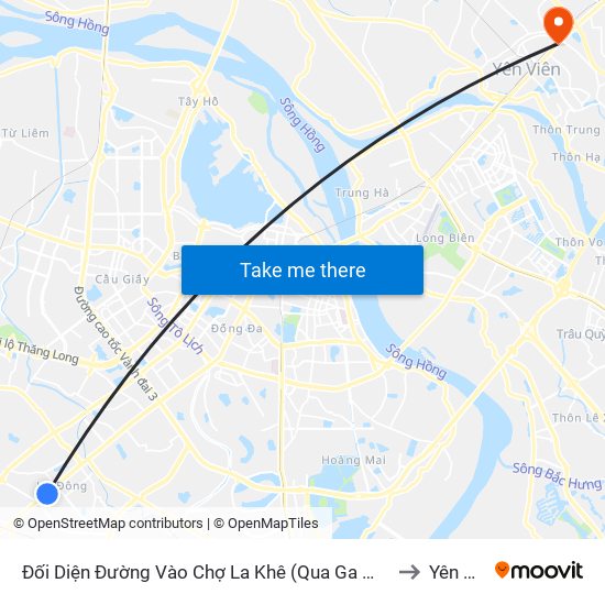 Đối Diện Đường Vào Chợ La Khê (Qua Ga Metro La Khê) - 405 Quang Trung (Hà Đông) to Yên Viên (Xã) map