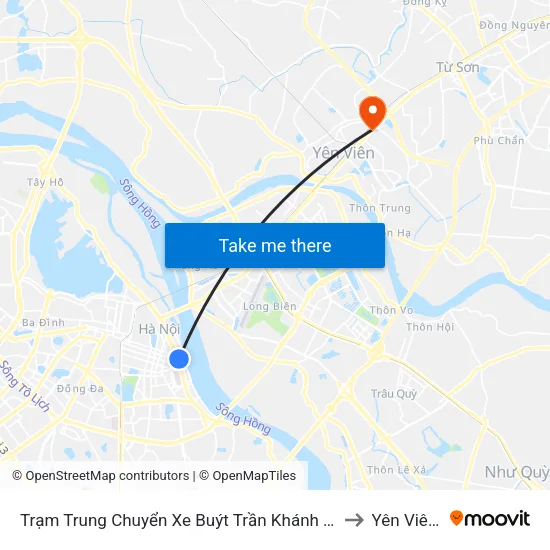 Trạm Trung Chuyển Xe Buýt Trần Khánh Dư (Khu Đón Khách) to Yên Viên (Xã) map