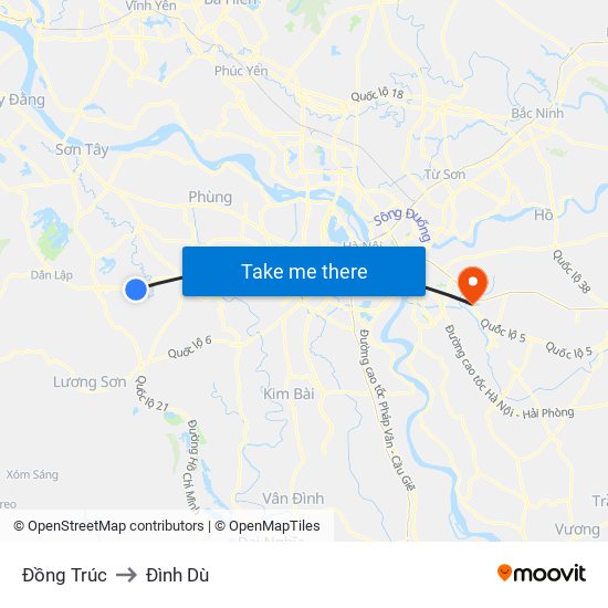 Đồng Trúc to Đình Dù map