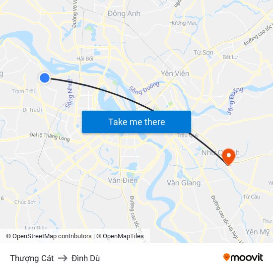 Thượng Cát to Đình Dù map