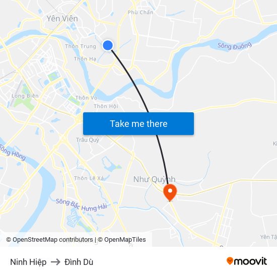 Ninh Hiệp to Đình Dù map