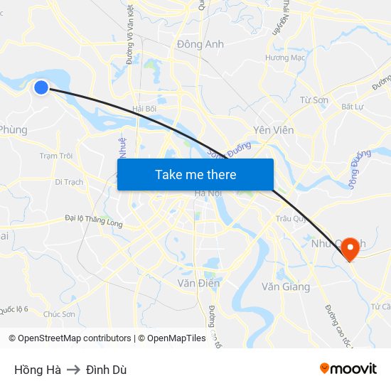 Hồng Hà to Đình Dù map