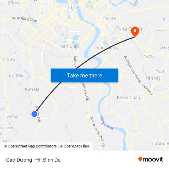 Cao Dương to Đình Dù map