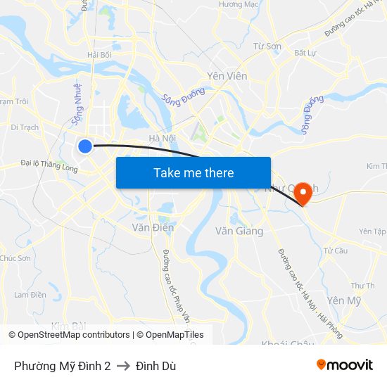 Phường Mỹ Đình 2 to Đình Dù map