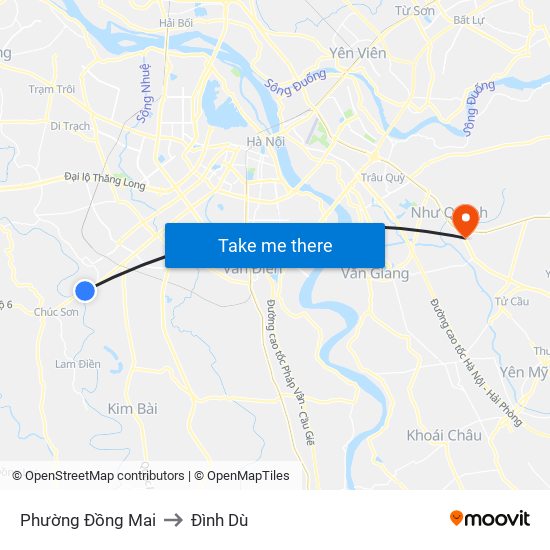 Phường Đồng Mai to Đình Dù map