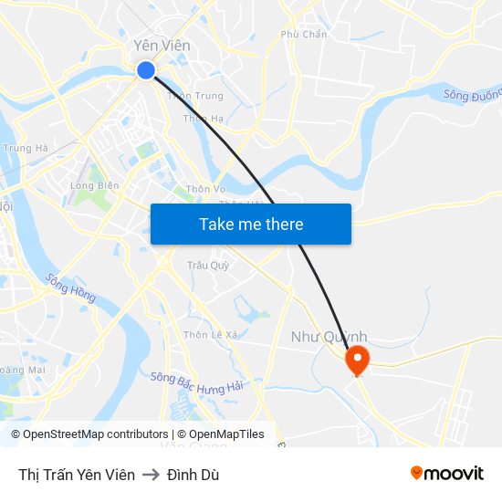 Thị Trấn Yên Viên to Đình Dù map