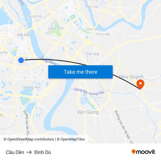 Cầu Dền to Đình Dù map