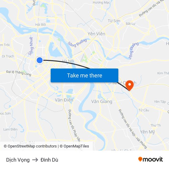 Dịch Vọng to Đình Dù map