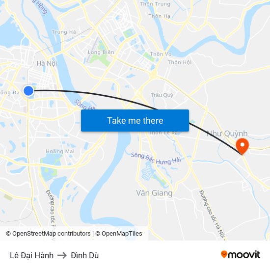 Lê Đại Hành to Đình Dù map