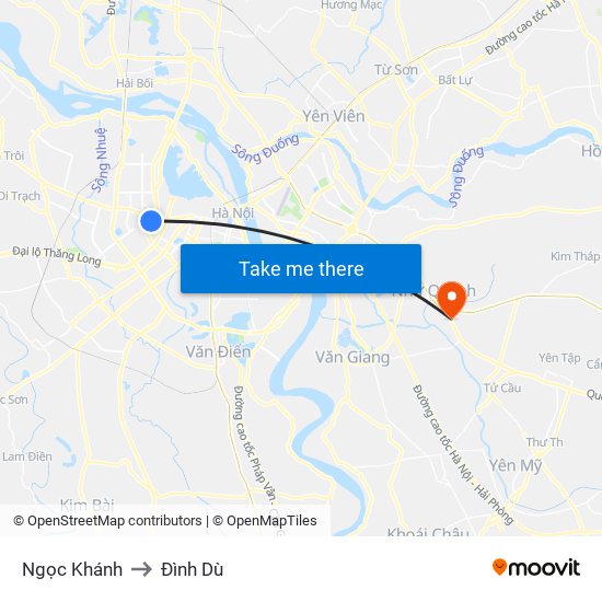 Ngọc Khánh to Đình Dù map