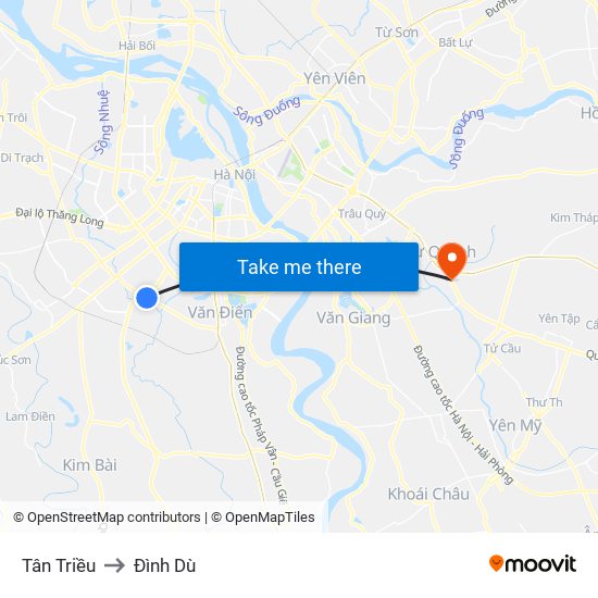 Tân Triều to Đình Dù map