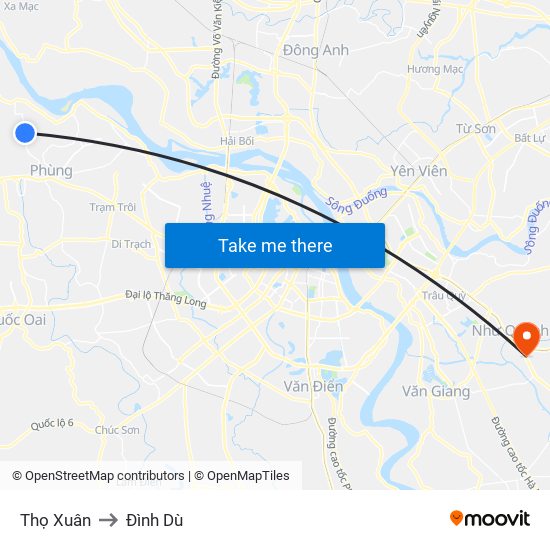 Thọ Xuân to Đình Dù map