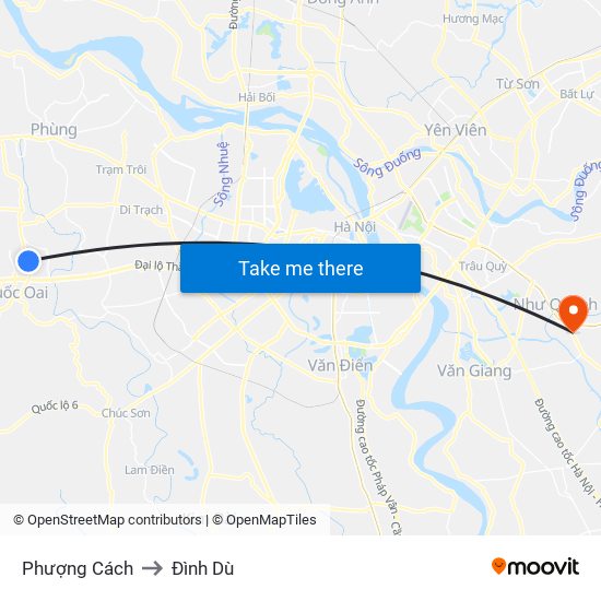 Phượng Cách to Đình Dù map